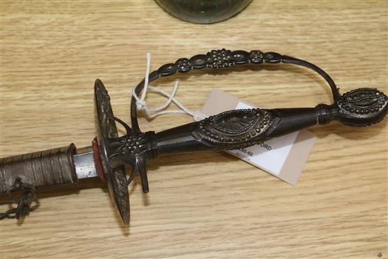 A steel marcasite handled court sword length 99cm